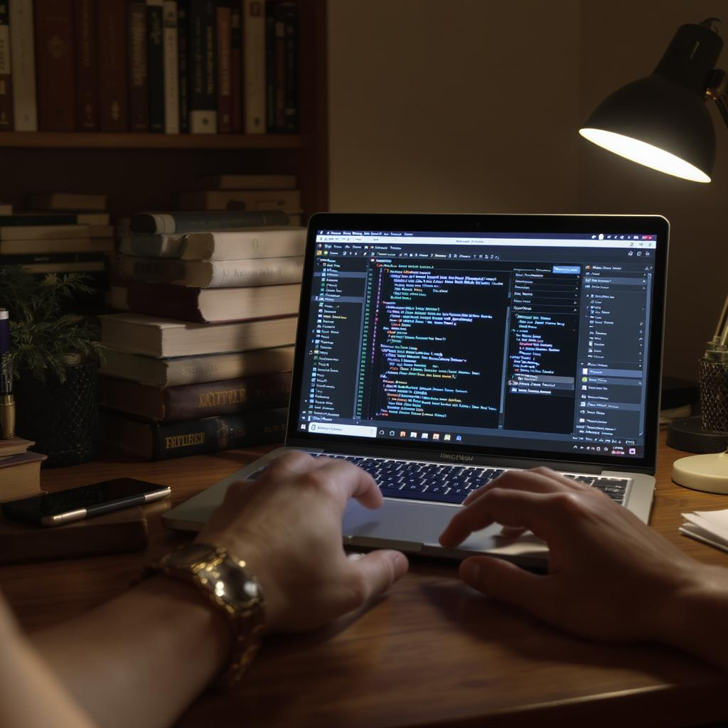 Emprendedor digital usando ChatGPT en su laptop para automatizar ventas y crear contenido